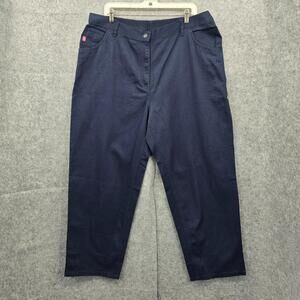 Woman Within Pants Woman Plus Size 22WP Blue Chino‎ Elastic-Back Waist 39x27